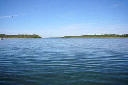 Blick vom Müritzsee auf die große Müritz